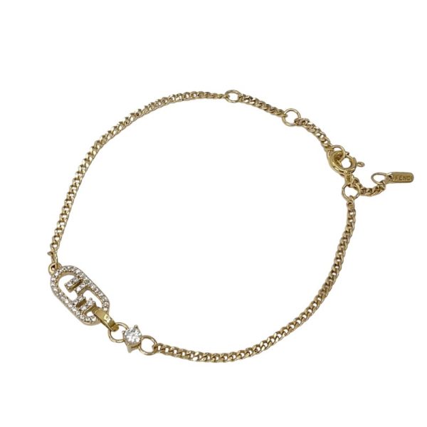 7844 0 Fendi Orlock Rhinestone Bracelet Gold