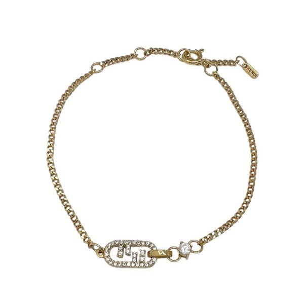 7844 1 Fendi Orlock Rhinestone Bracelet Gold