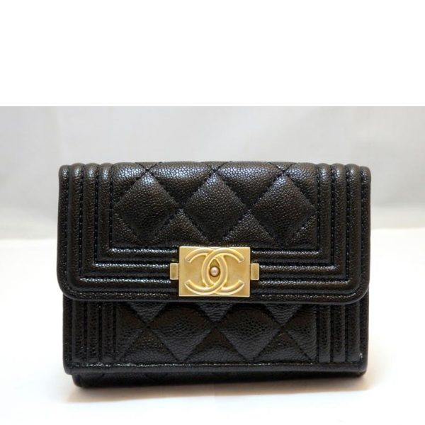 79085 02 Chanel Boy Chanel Compact Wallet Black