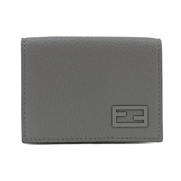 7m0280ag0lf0zj4 03 Fendi Calf Leather Wallet Trifold Mini FF Baguette Gray