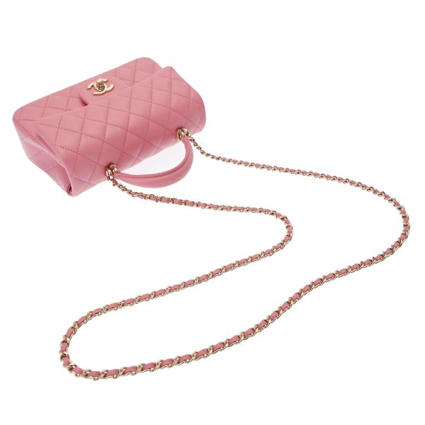 800000114172000 3 Chanel Top Handle Mini Chain Lambskin Shoulder Bag Pink