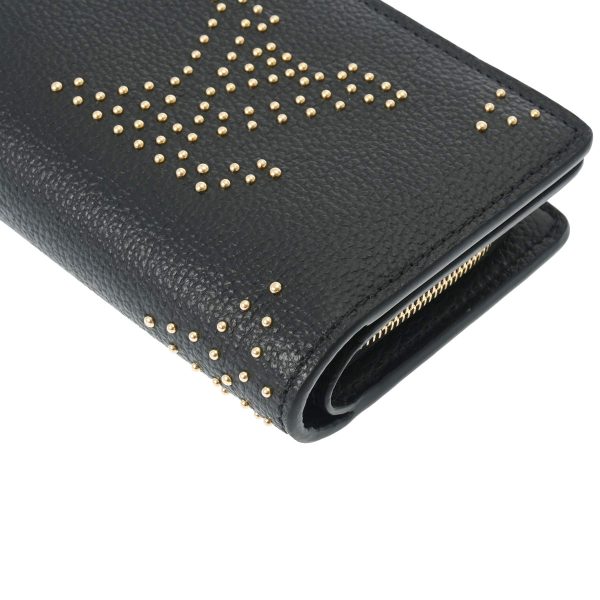 800000122190000 5 Louis Vuitton Portefeuille Claire Studs Bifold Wallet Black