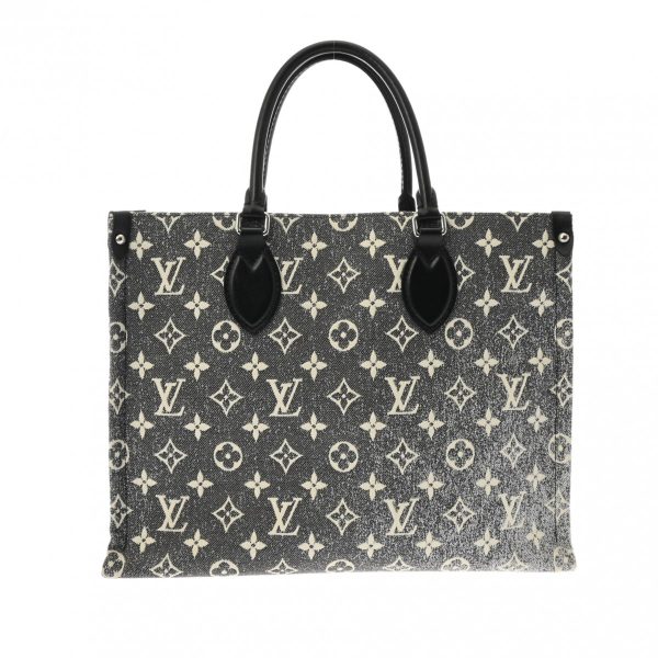 800000122220000 1 Louis Vuitton Jacquard Denim On The Go Mm Tote Bag Monogram Gray