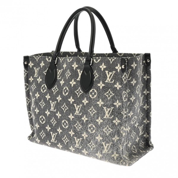 800000122220000 2 Louis Vuitton Jacquard Denim On The Go Mm Tote Bag Monogram Gray