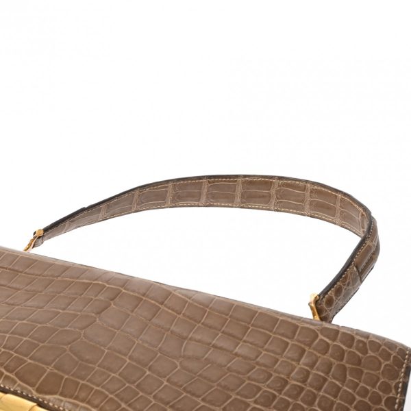 800000123074000 4 Hermes Crocodile Handbag Khaki Beige