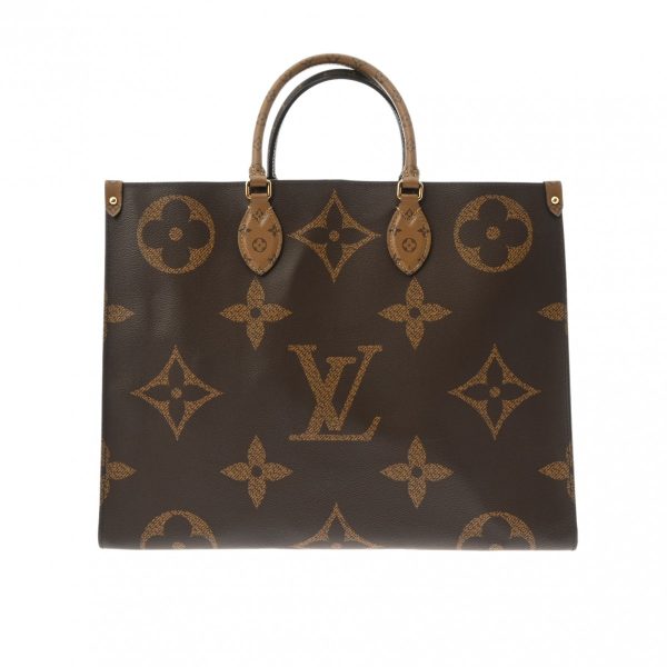 800000123319000 1 Louis Vuitton Giant Reverse On The Go Gm Monogram Tote Bag Brown