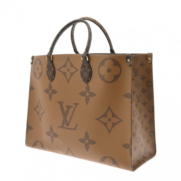 800000123319000 2 Louis Vuitton Giant Reverse On The Go Gm Monogram Tote Bag Brown