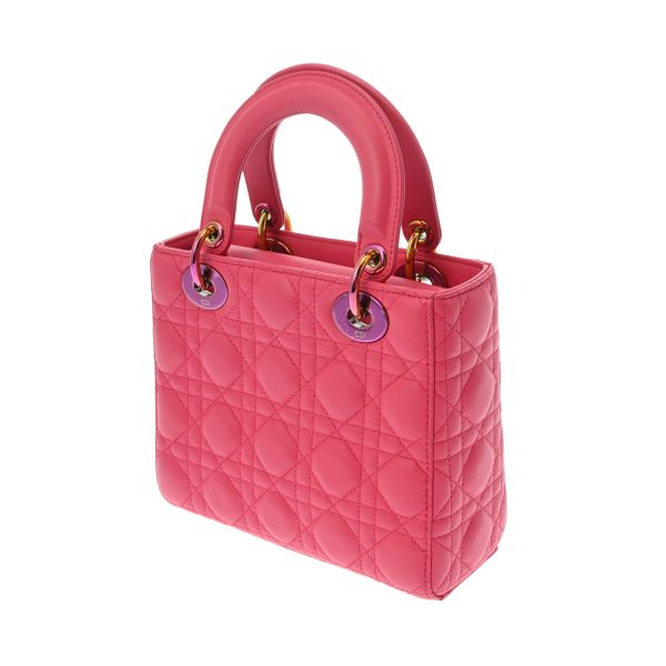 800000123842000 2 Christian Dior Lady Dior Small Handbag Lambskin Pink