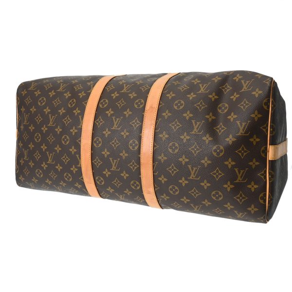 800000123921000 6 Louis Vuitton Keepall Bandouliere 55 Monogram Boston Bag Brown