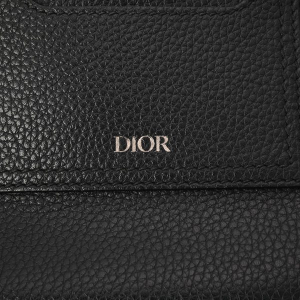 800000123942000 7 Christian Dior Double Zip Pocket Shoulder Bag Leather Black