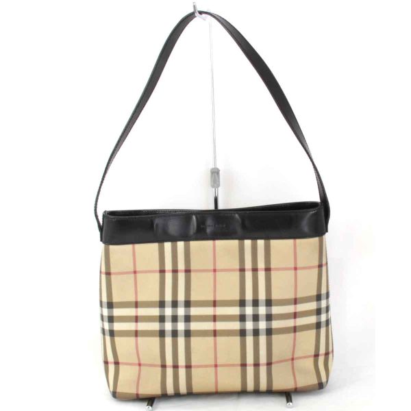 8004240408824t 1 Burberry Nova Check Shoulder Bag Leather Brown