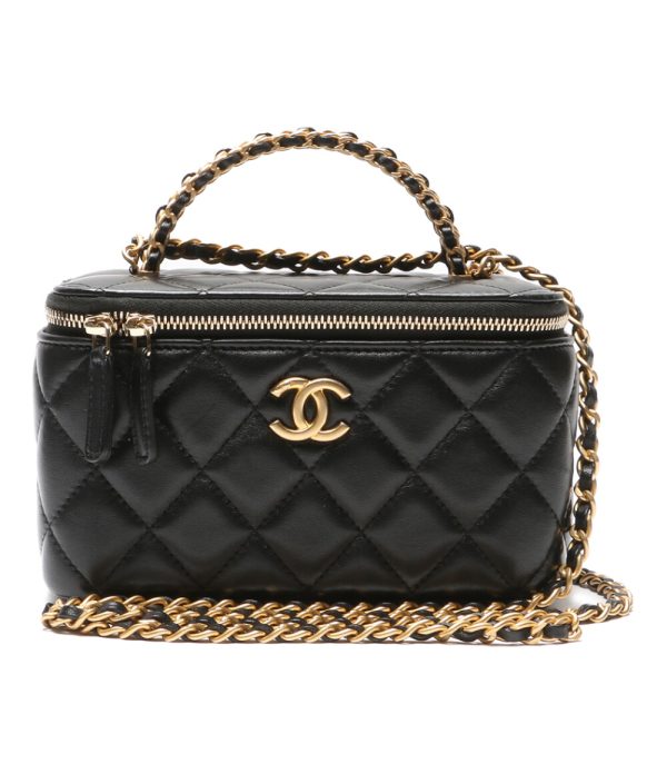 8010111701 2 Chanel Vanity Pouch Matelasse Black