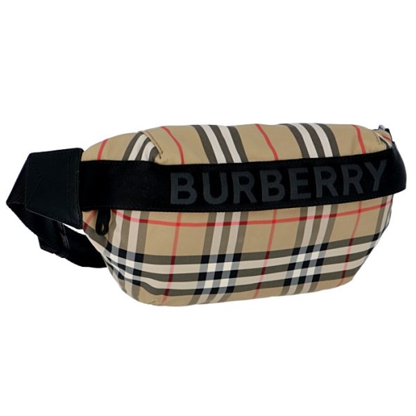 8014715 Burberry Medium Vintage Check And Icon Stripe Belt Bag Archive Beige