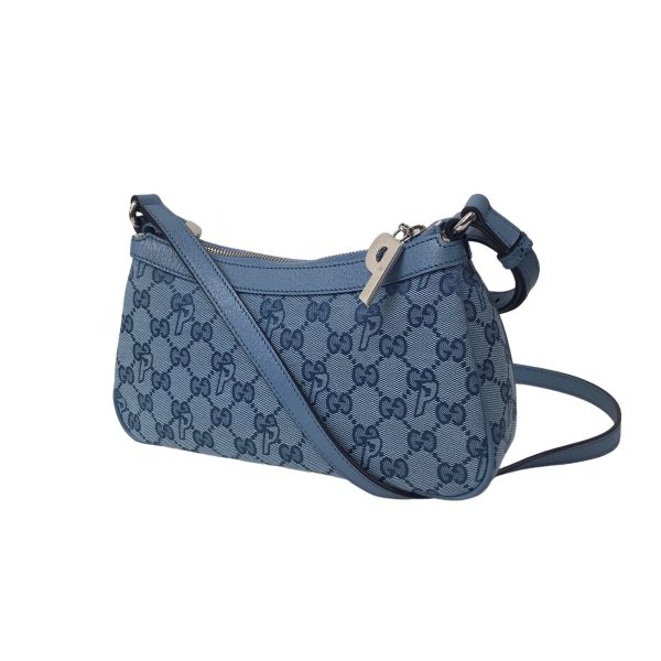 8020000984140 1 Gucci Palace Half Moon Mini Shoulder Bag Navy