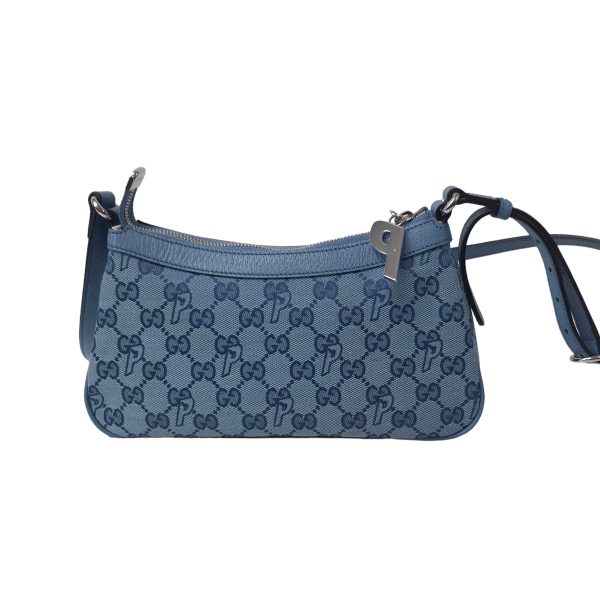 8020000984140 2 Gucci Palace Half Moon Mini Shoulder Bag Navy