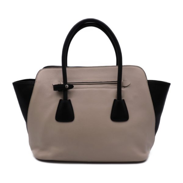 802103002022 3 PRADA Soft Calf 2WAY Handbag Beige Black