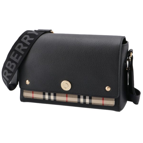 8021110 Burberry Leather And Vintage Check Note Crossbody Bag Black