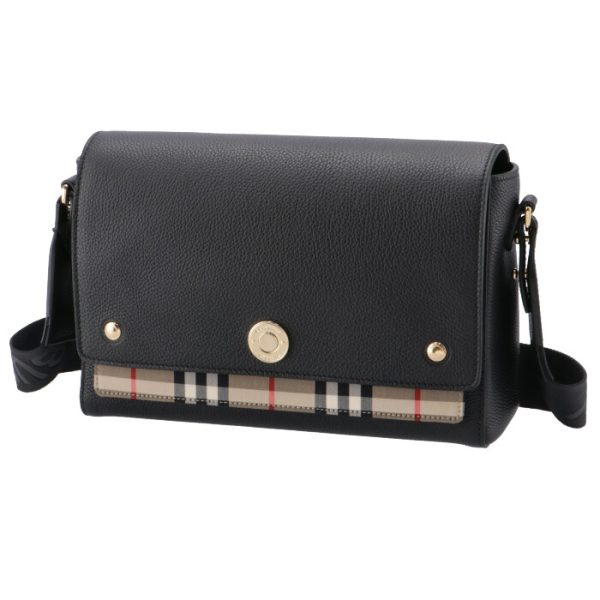 8021110 1 Burberry Leather And Vintage Check Note Crossbody Bag Black