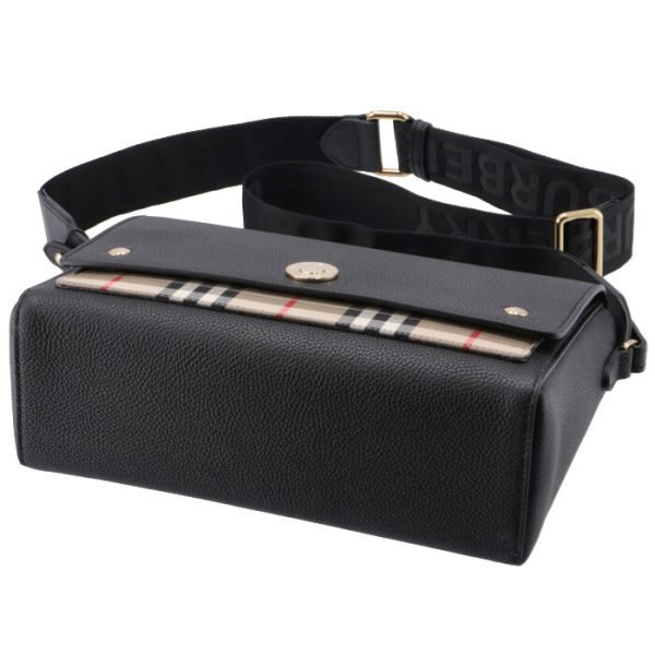 8021110 4 Burberry Leather And Vintage Check Note Crossbody Bag Black