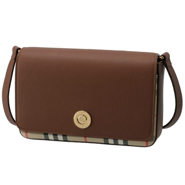 8025161 1 Burberry Small Leather And Vintage Check Crossbody Bag Brown