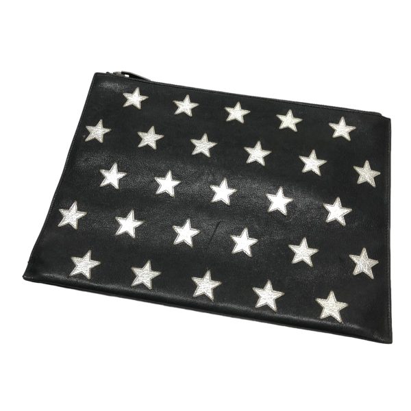 8042000395696 1 Saint Laurent Paris Star Patch Clutch Bag Black