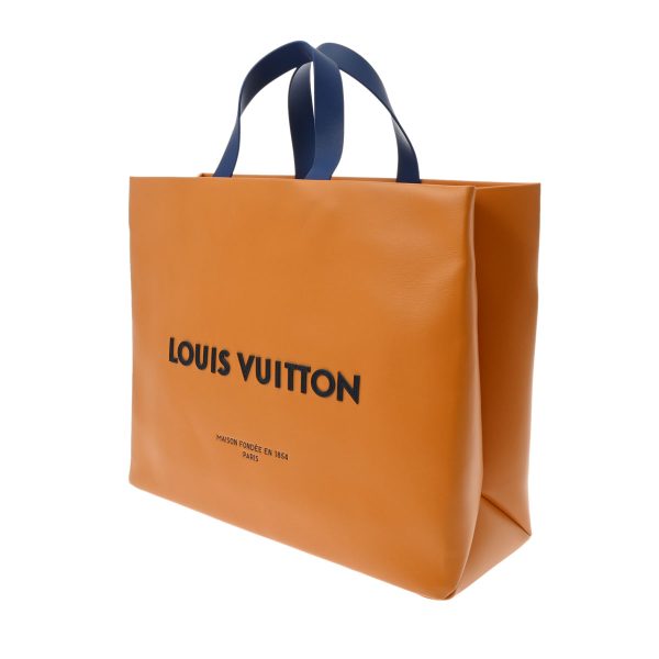 805000944116000 2 Louis Vuitton Tote MM Leather Bag saffron Orange