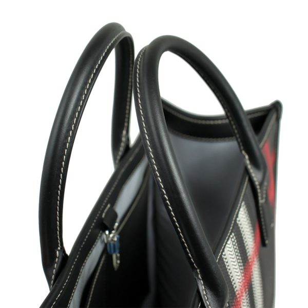 8056240 4 Burberry Blur Check Denny Leather Tote Bag Multicolor