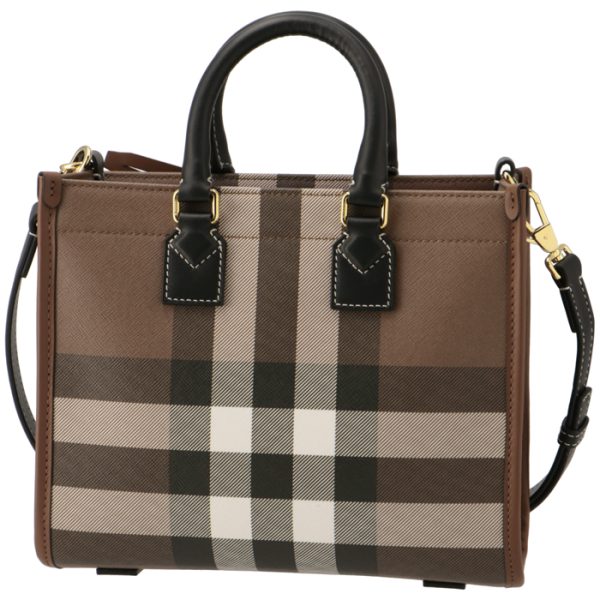 8069661 2 Burberry Mini Freya Check Tote Bag Brown