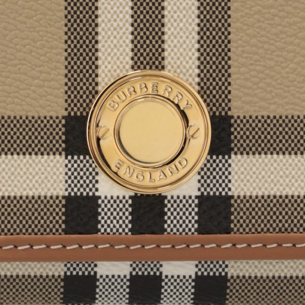 8070414 3 Burberry Continental Check And Leather Bifold Wallet Brown