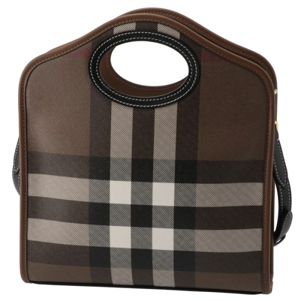 8071386 2 Burberry Mini Pocket Check Shoulder Bag Dark Birch Brown