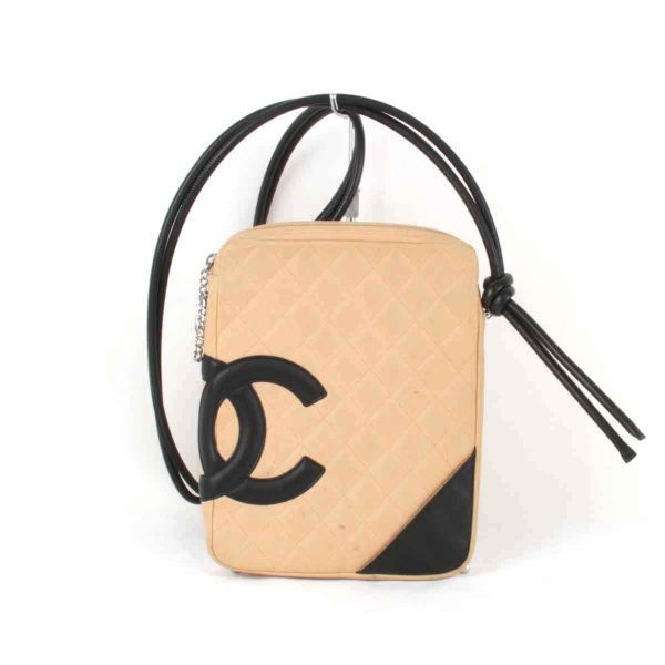 8075240107741t 1 Chanel Cambon Line Lambskin Shoulder Bag Beige