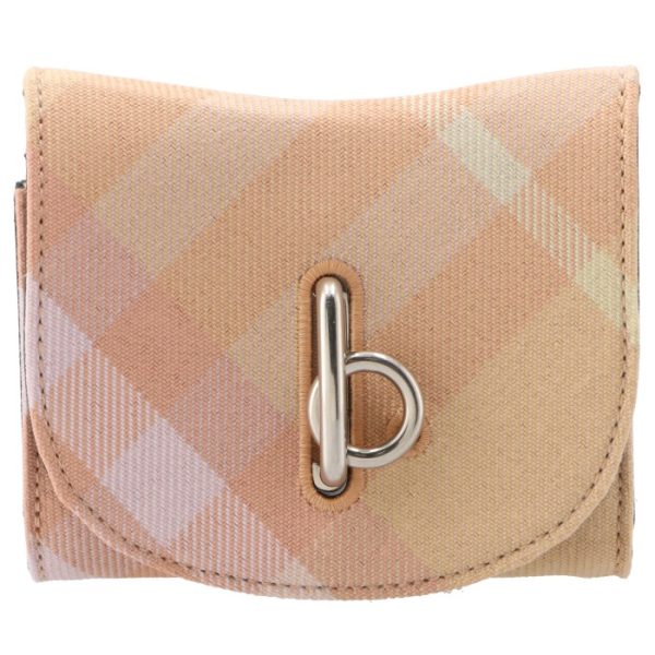 8081785 1 Burberry Rocking Horse Trifold Zipper Check Wallet Brown