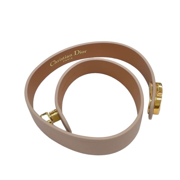 8087 3 Christian Dior 30 Montaigne CD Logo Leather Double Bracelet Pink Gold