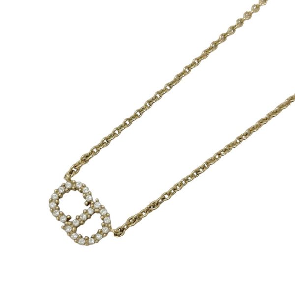 8094 0 Christian Dior Claur D Lune Rhinestone Metal Necklace Gold