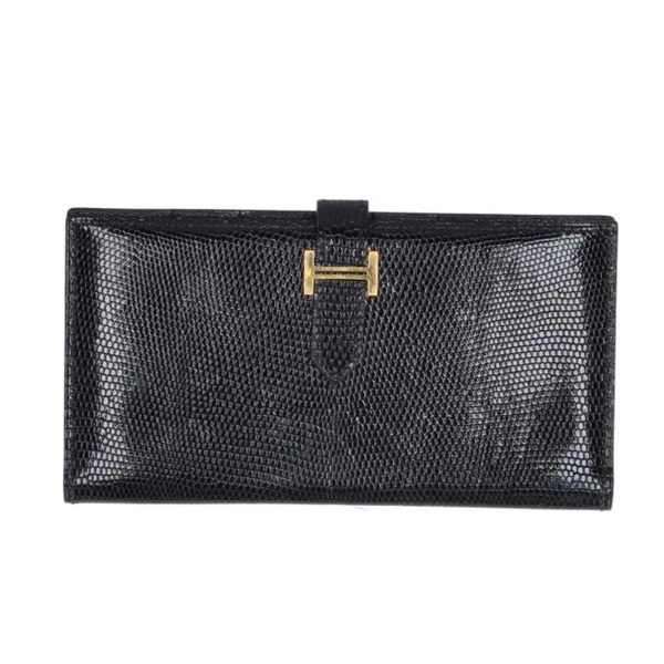 82499 1 Hermes Bairn H Logo Gold Fittings Lizard Black