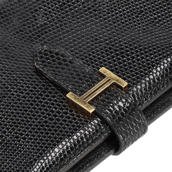 82499 11 Hermes Bairn H Logo Gold Fittings Lizard Black