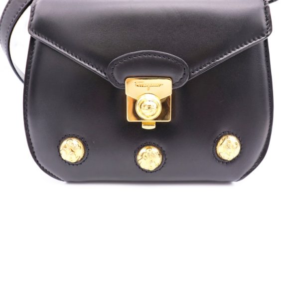 826093007395 7 Salvatore Ferragamo Mini Leather Shoulder Bag Black Gold Hardware