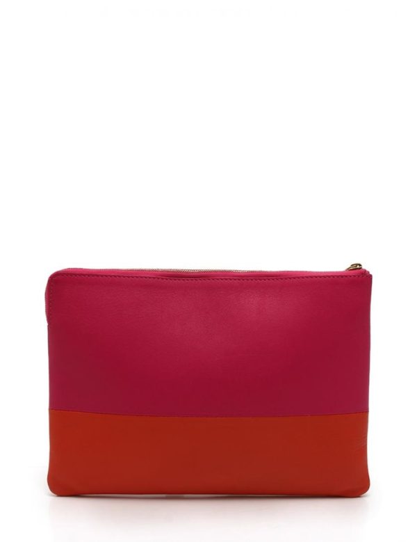 827023002307 3 Celine Leather Clutch Bag Pink Orange