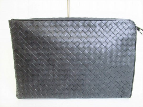 8329 2 Bottega Veneta Intrecciato Calf Leather Clutch Bag Gray