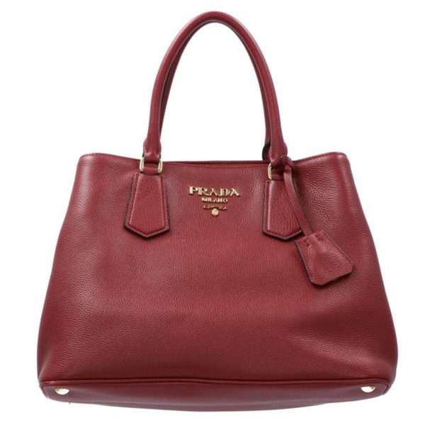 84446 1 Prada Vitello Dino Hand Bag Brown