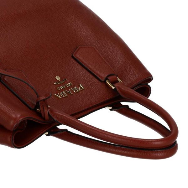 84446 3 Prada Vitello Dino Hand Bag Brown