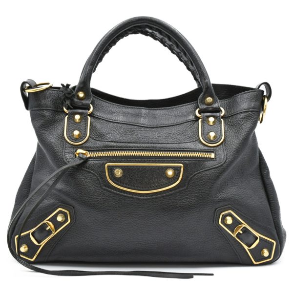 8523e310008 1 BALENCIAGA Metallic Edge City 2way shoulder bag Black