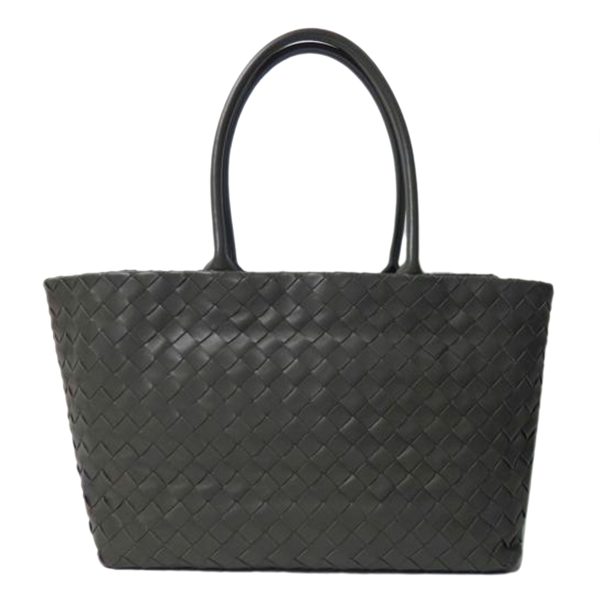 85266 1 Bottega Veneta Intrecciato Leather Tote Bag Gray