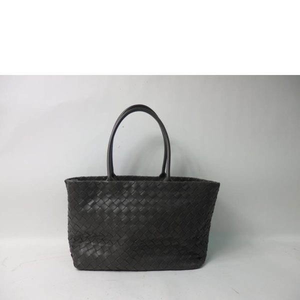 85266 2 Bottega Veneta Intrecciato Leather Tote Bag Gray