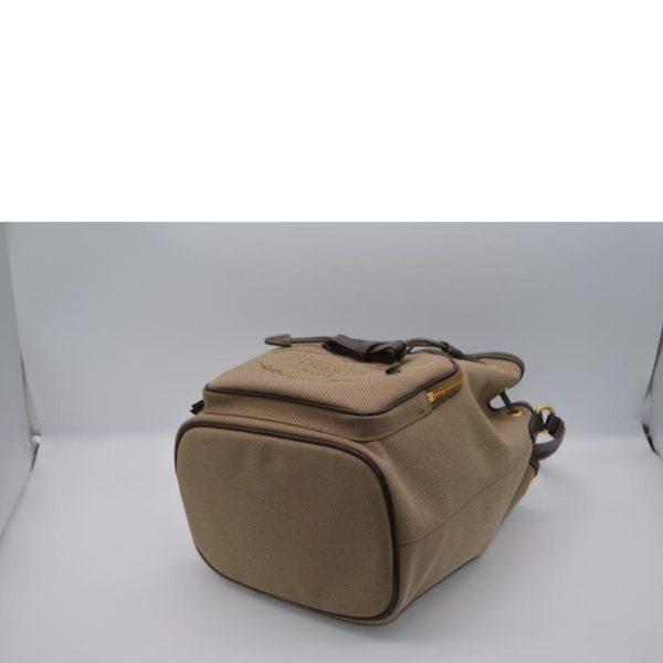 87202 3 Prada Logo Jacquard Leather Hand Bag Brown