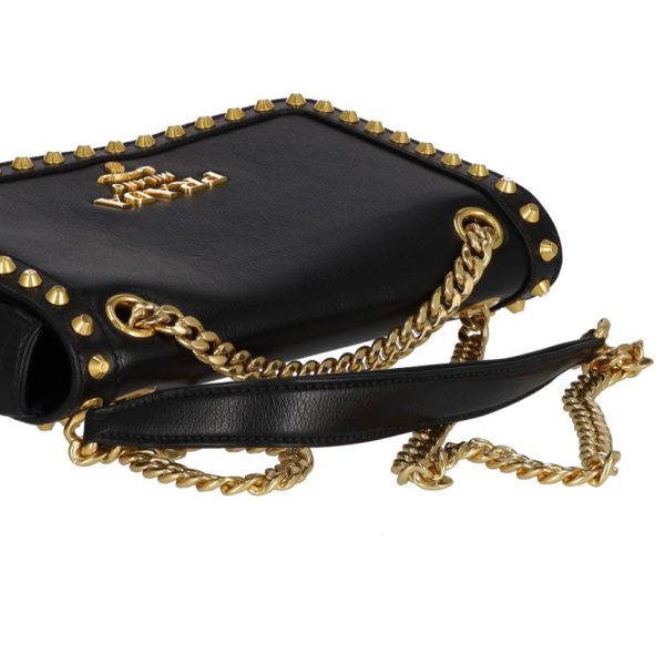 87522 4 Prada Studded Chain Shoulder Bag Black