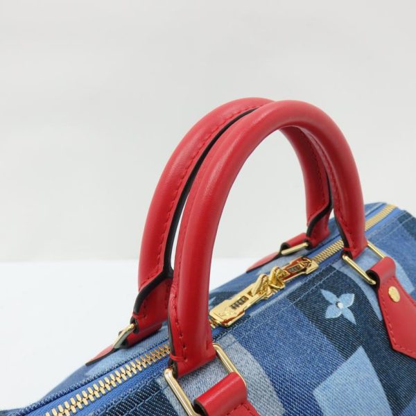 87525 4 Louis Vuitton Bandouliere Denim Monogram Patchwork 30 Speedy Bag Multicolor