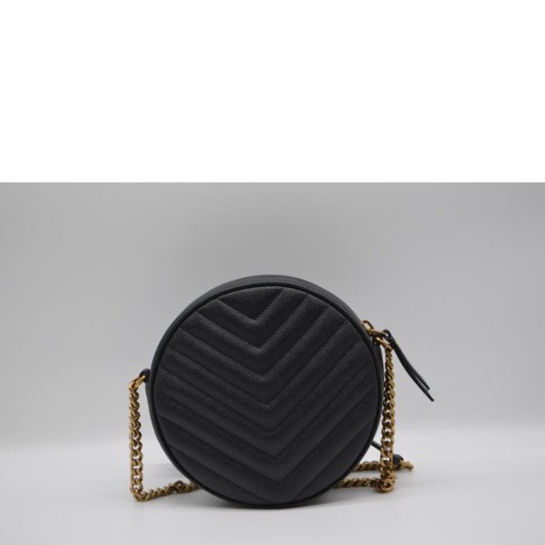 87763 2 Saint Laurent Vinyl Monogram Chain Shoulder Bag Black