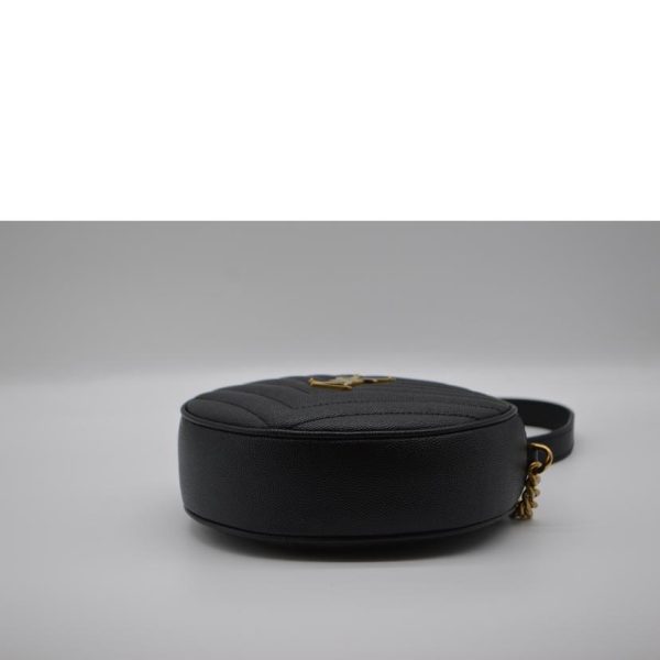 87763 3 Saint Laurent Vinyl Monogram Chain Shoulder Bag Black