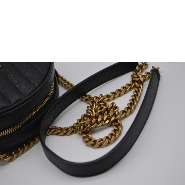 87763 4 Saint Laurent Vinyl Monogram Chain Shoulder Bag Black